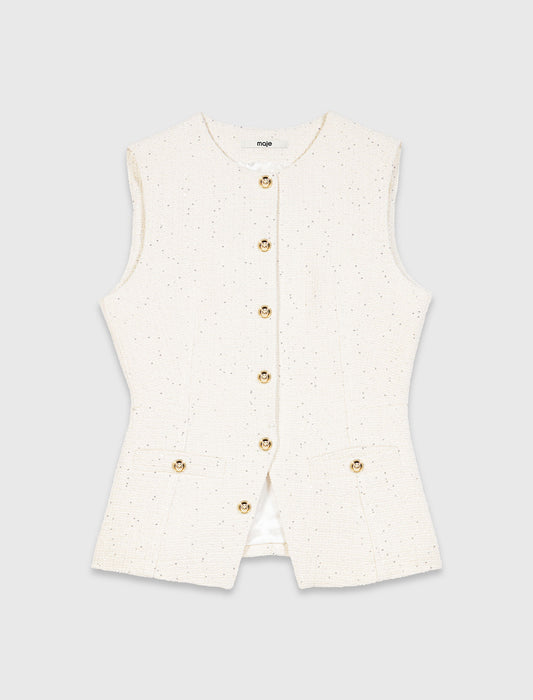 Chaleco largo de tweed