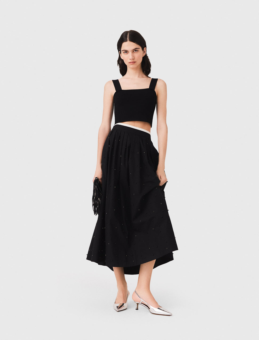 Crop top de punto con tirantes