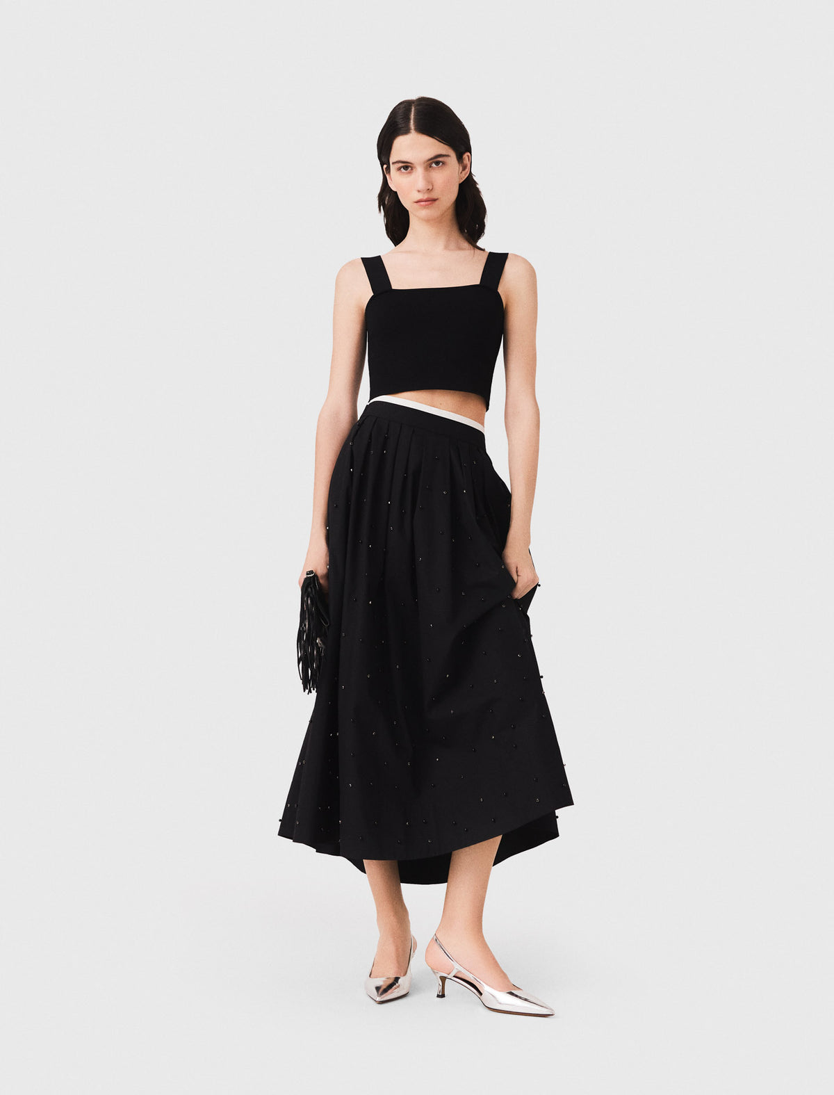 Crop top de punto con tirantes