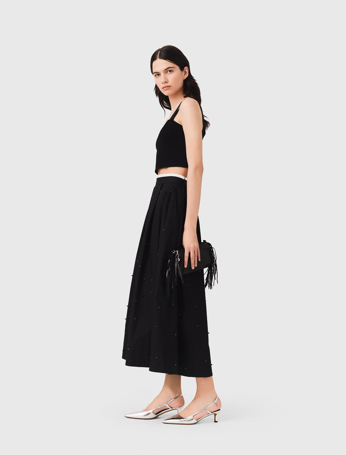 Crop top de punto con tirantes