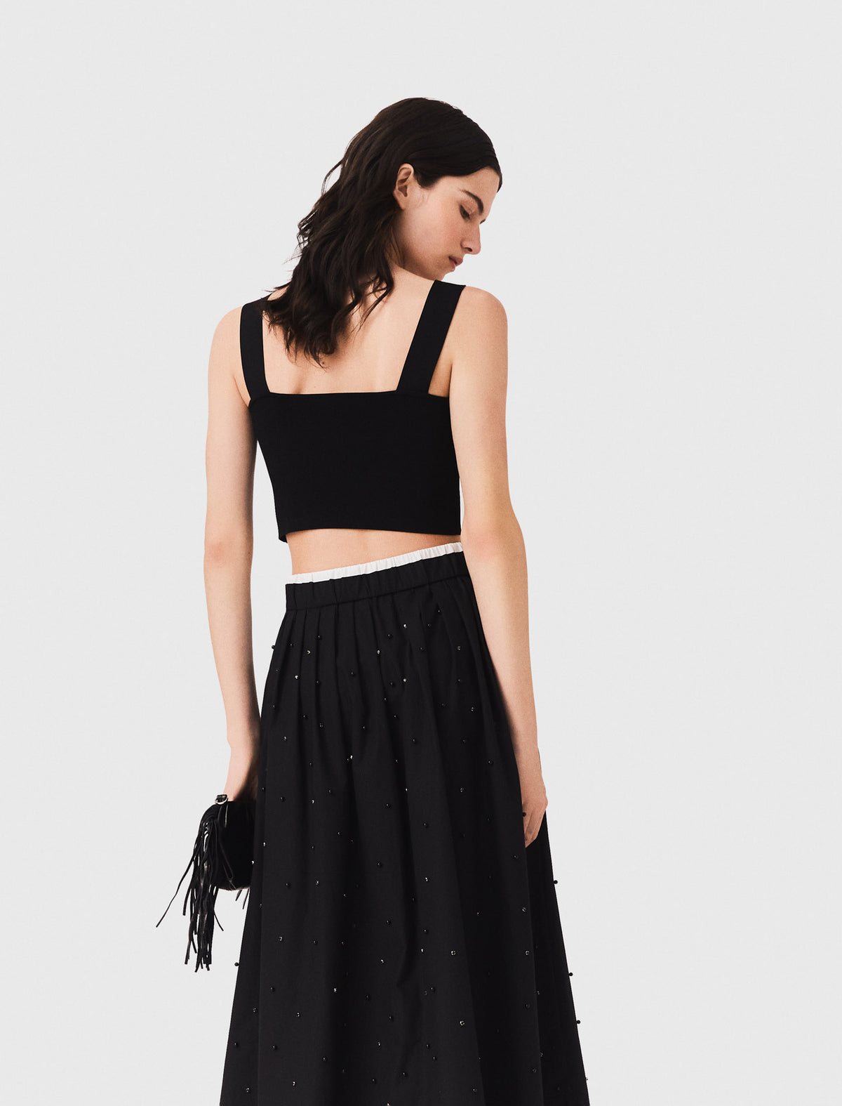Crop top de punto con tirantes
