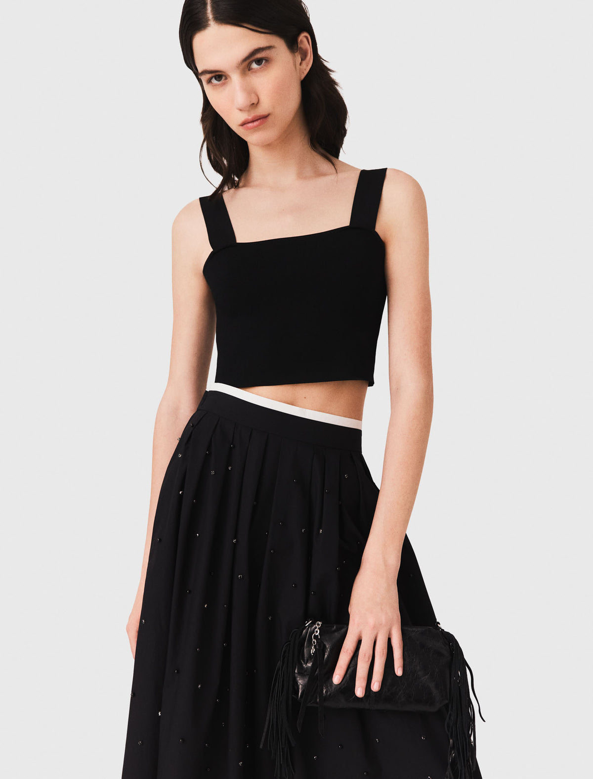 Crop top de punto con tirantes
