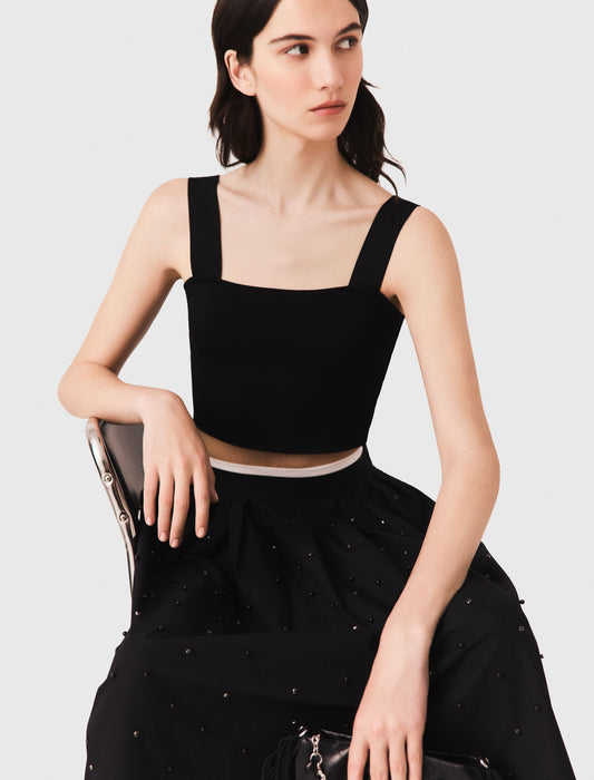 Crop top de punto con tirantes