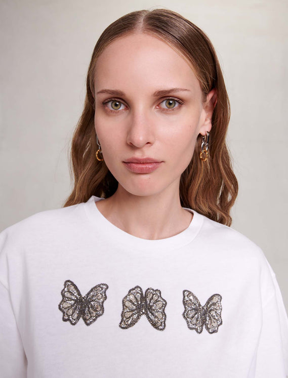 Camiseta con estampado de mariposa