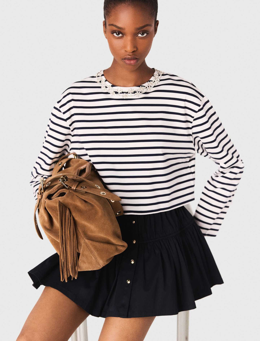 Camiseta de manga larga a rayas