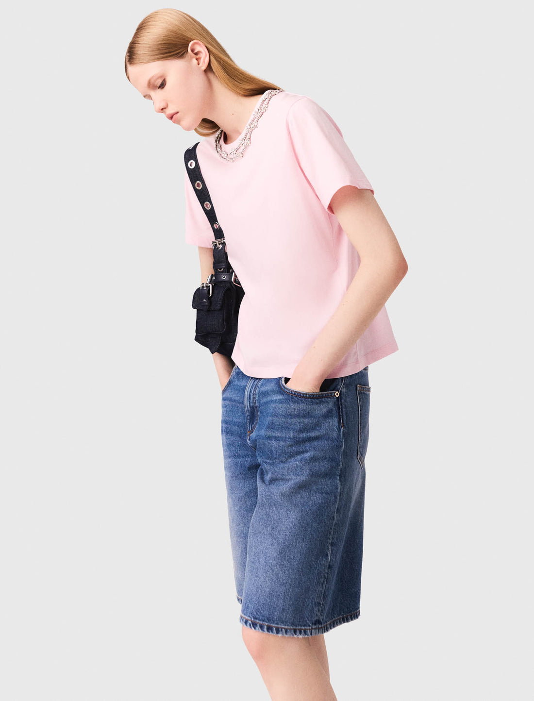 Camiseta manga corta cuello joya