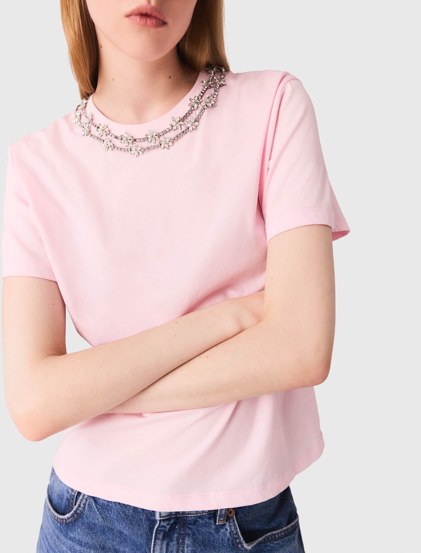 Camiseta manga corta cuello joya