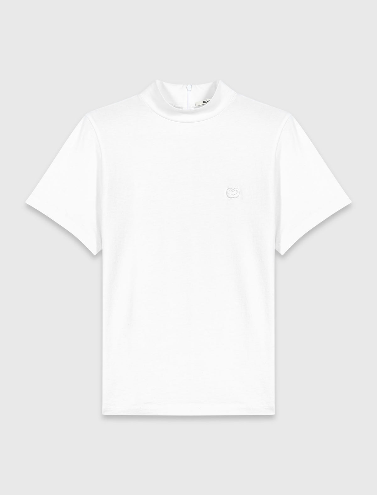 Camiseta cuello caja con zip atrás
