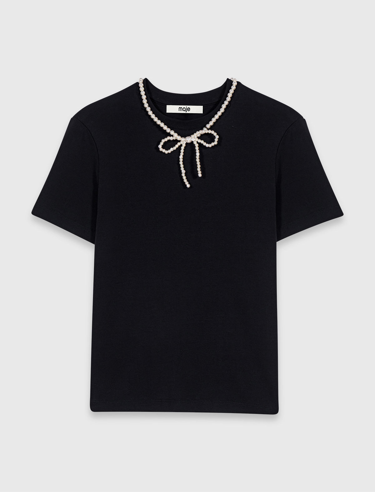 Camiseta cuello perlas desmontable