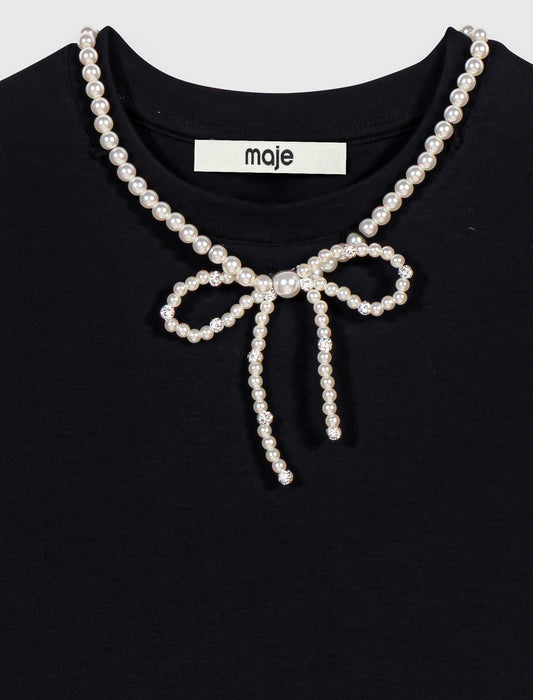 Camiseta cuello perlas desmontable
