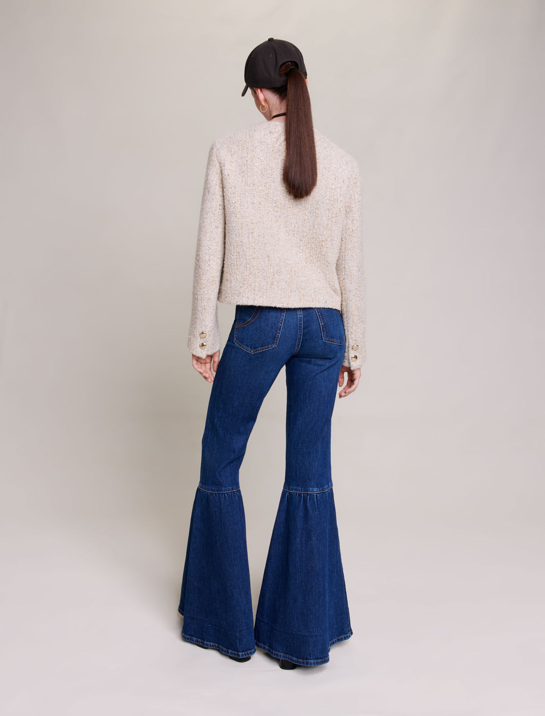 Chaqueta recta corta de tweed
