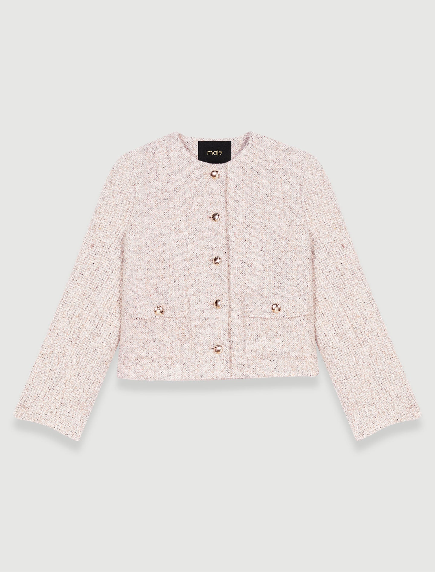 Chaqueta recta corta de tweed
