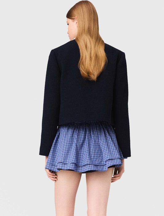 Chaqueta corta tweed, cuello desmontable