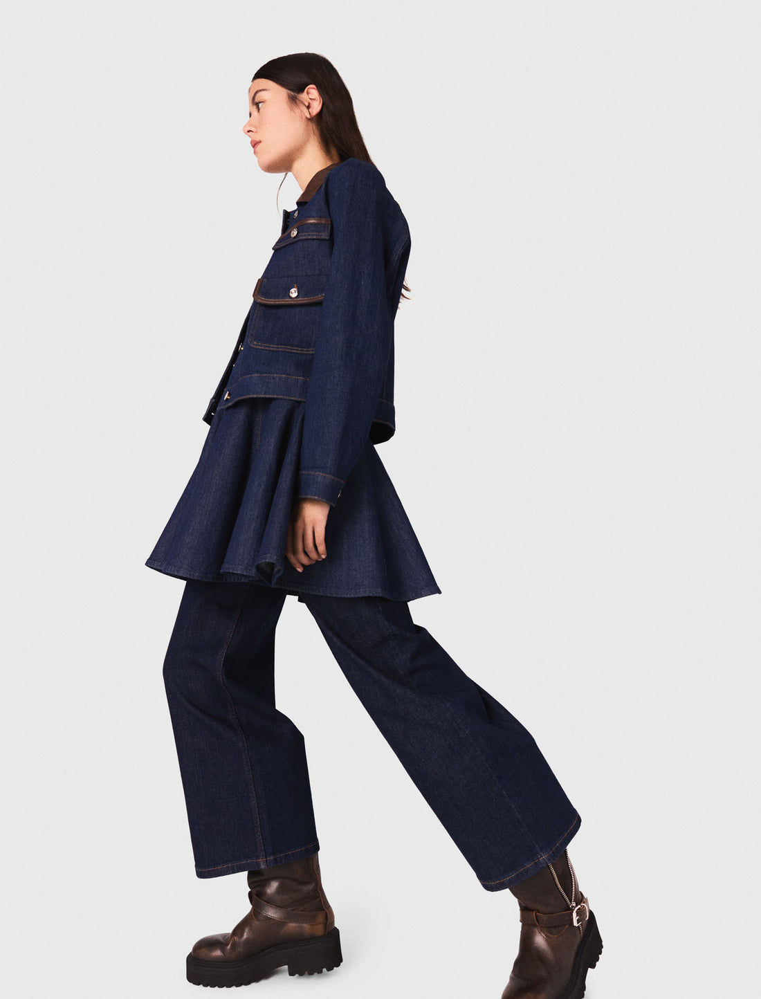 Chaqueta de denim y cuello de piel