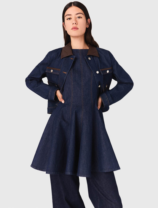 Chaqueta de denim y cuello de piel