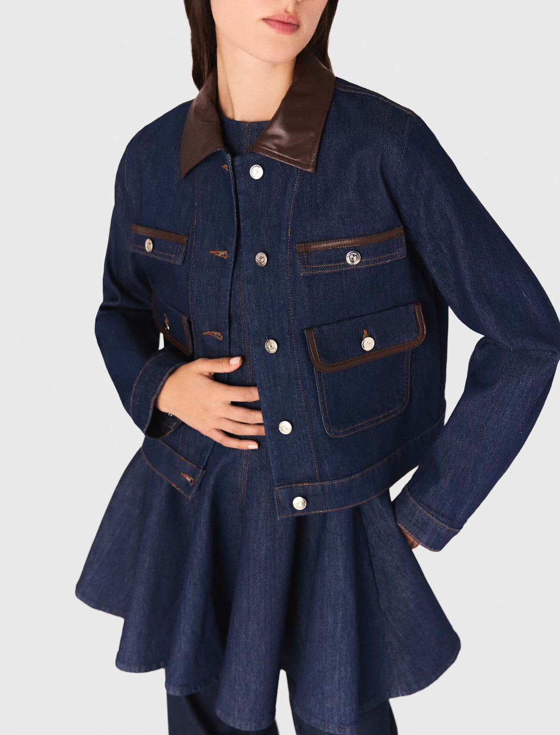 Chaqueta de denim y cuello de piel