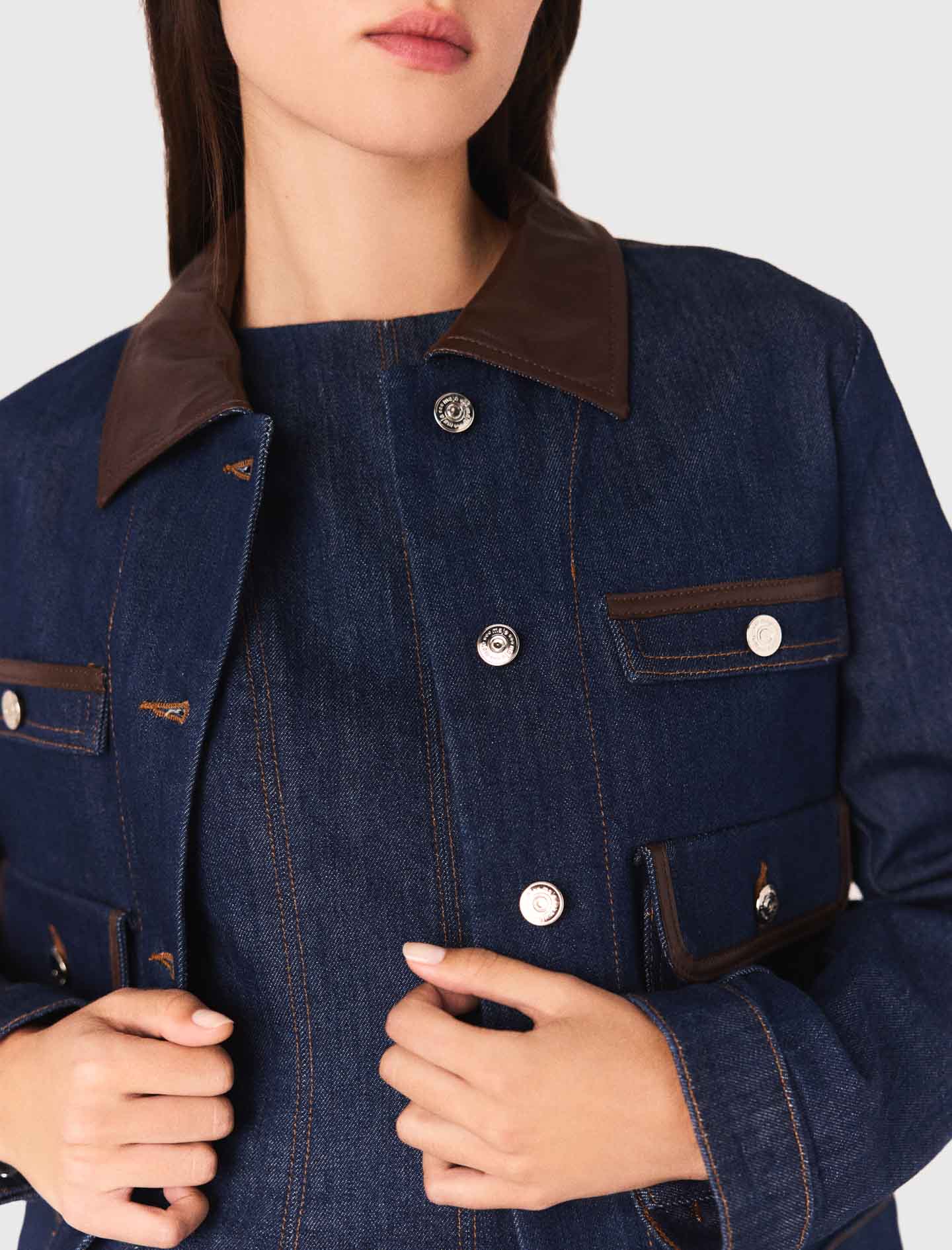 Chaqueta de denim y cuello de piel