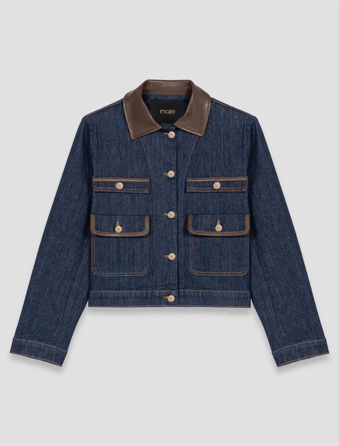 Chaqueta de denim y cuello de piel