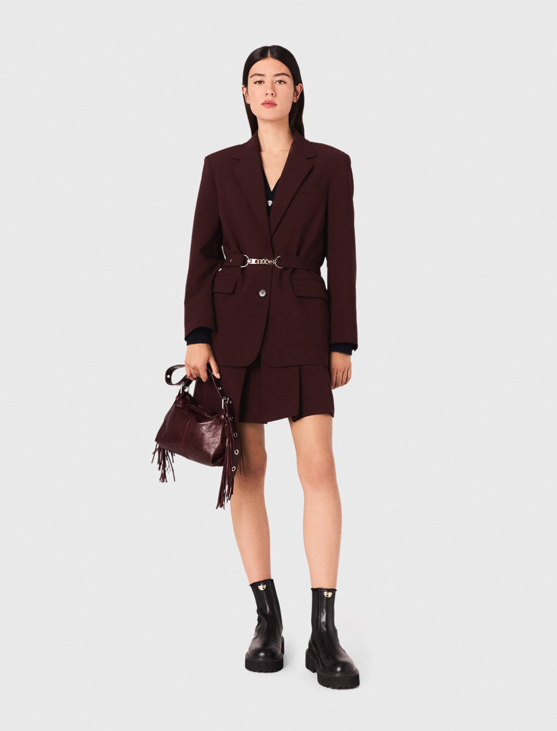 Chaqueta de traje con cinturón