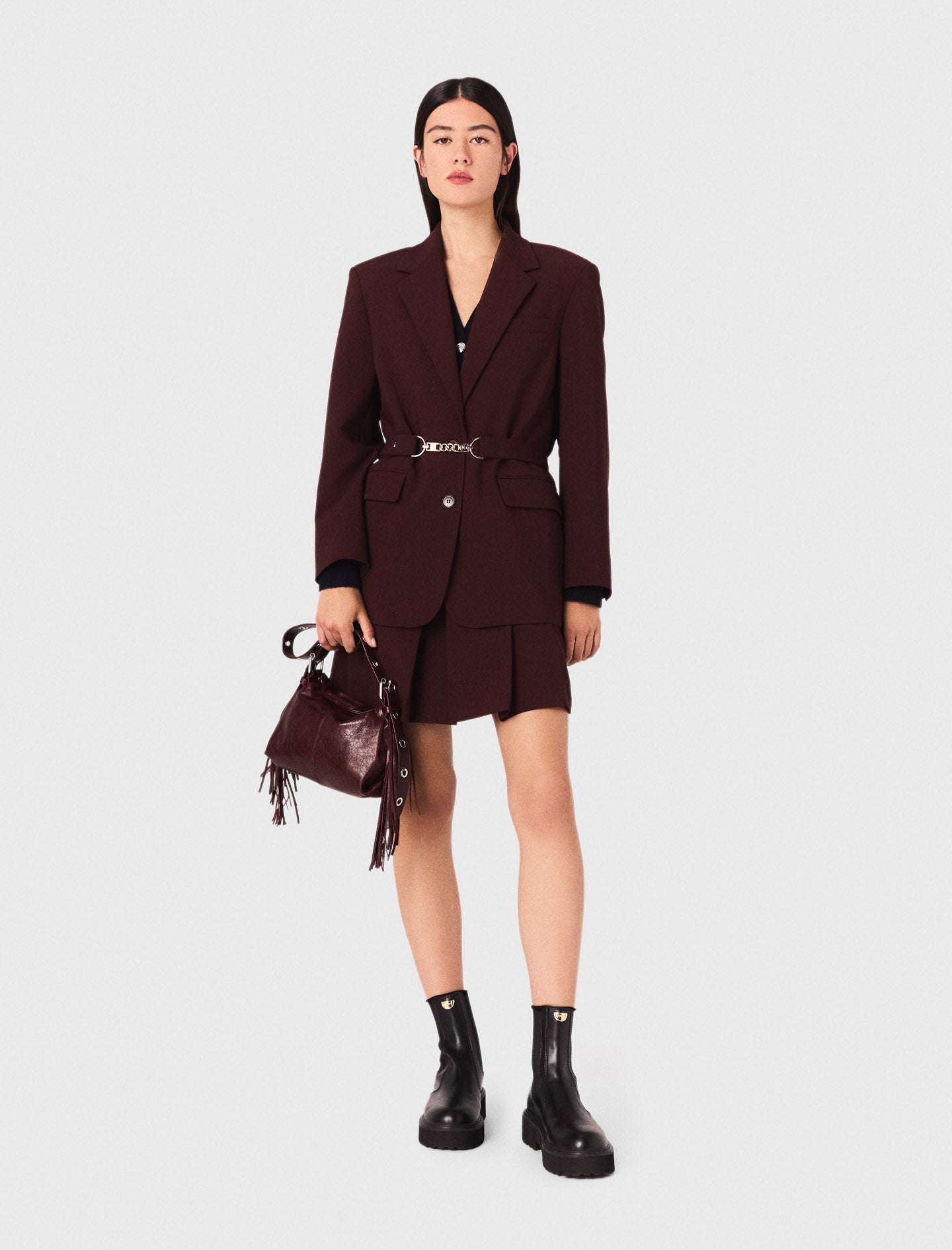 Chaqueta de traje con cinturón