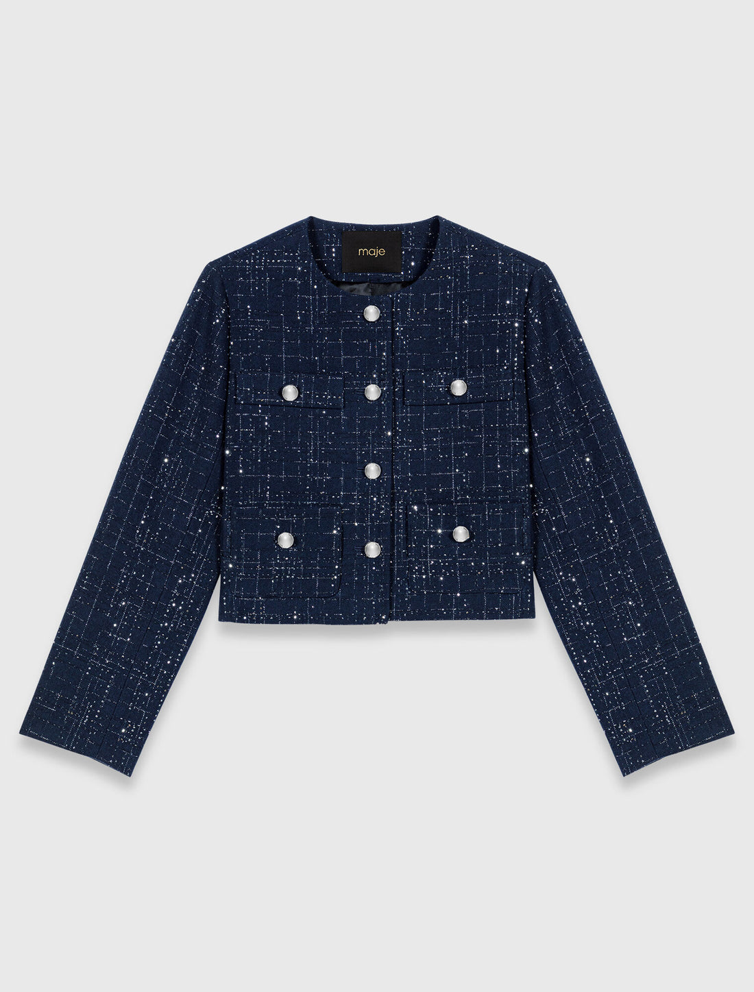 Chaqueta corta con bolsillos parche