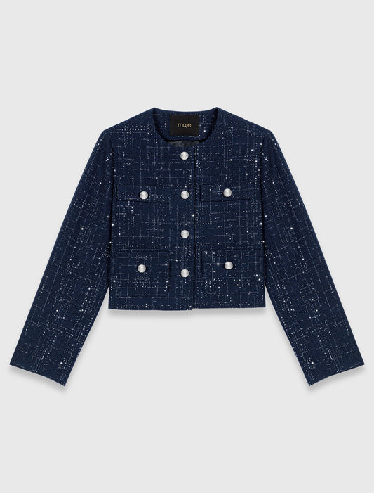 Chaqueta corta con bolsillos parche