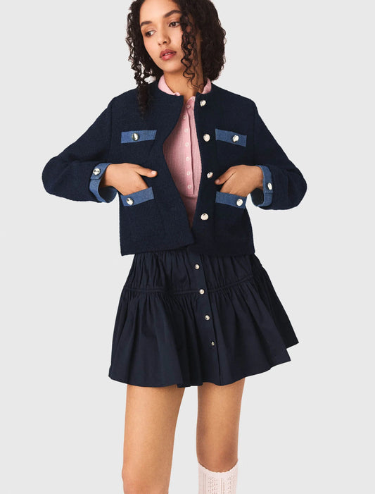 Chaqueta de tweed y galones denim
