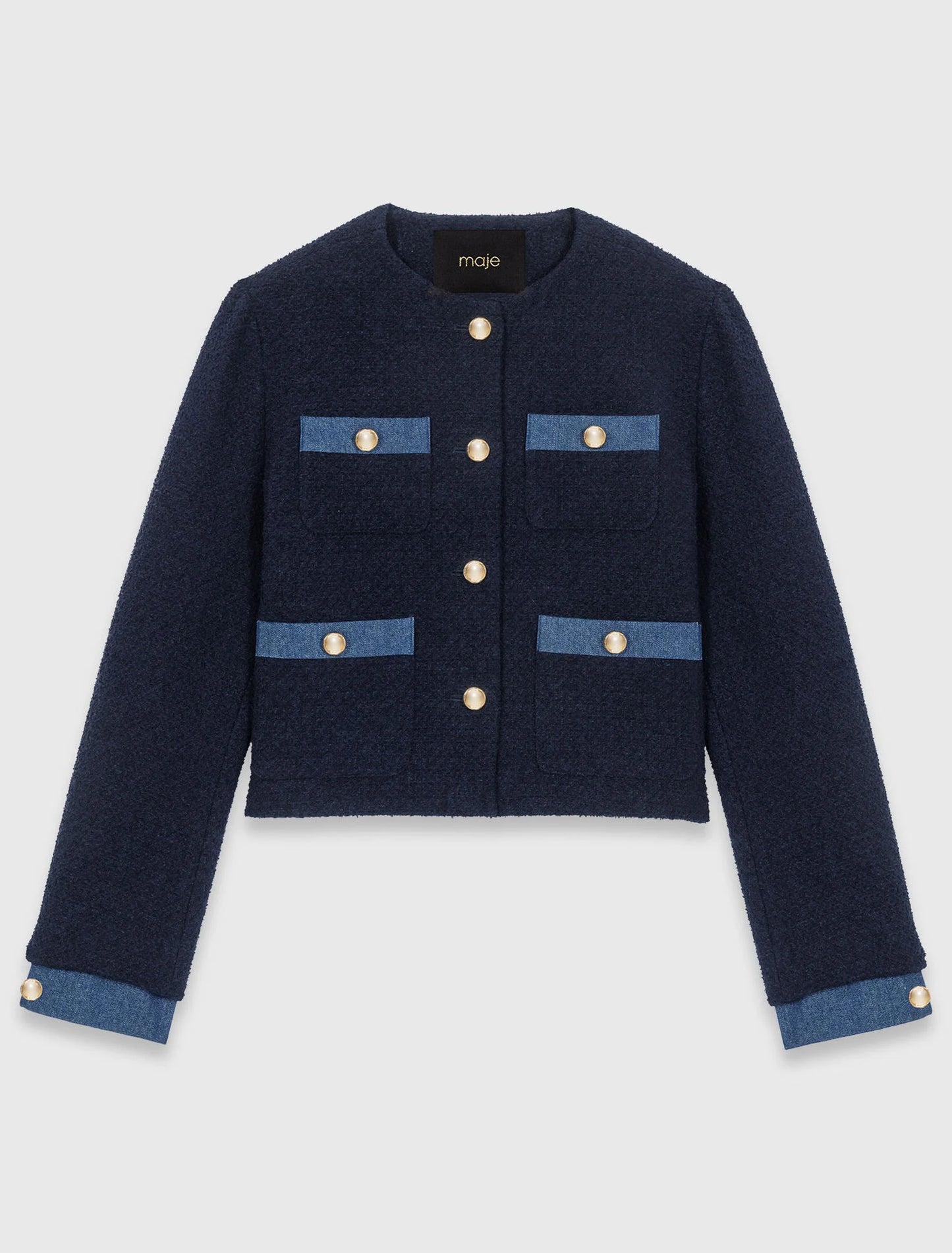 Chaqueta de tweed y galones denim