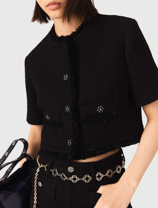 Chaqueta corta de tweed brillante