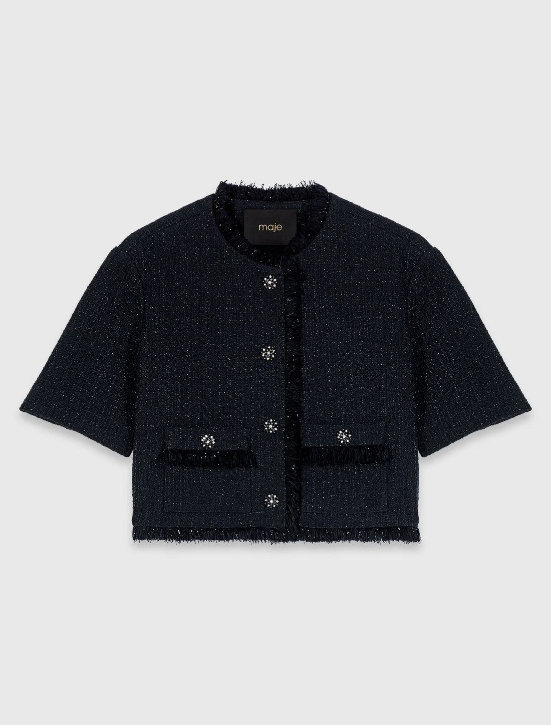 Chaqueta corta de tweed brillante