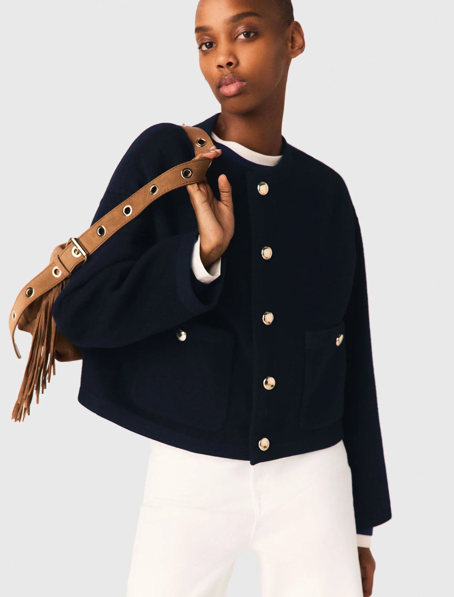 Chaqueta doble cara, galón trenzado