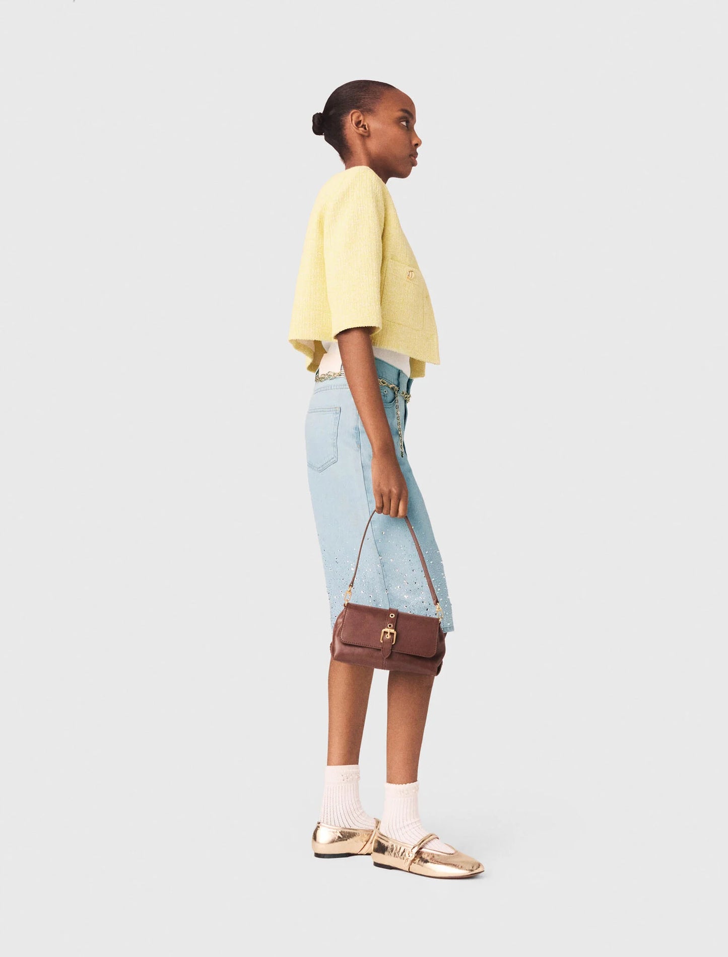 Chaqueta de tweed manga corta