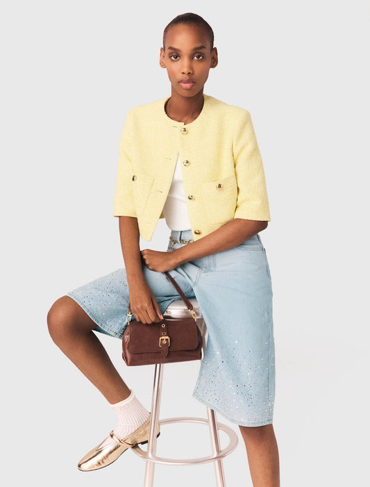 Chaqueta de tweed manga corta