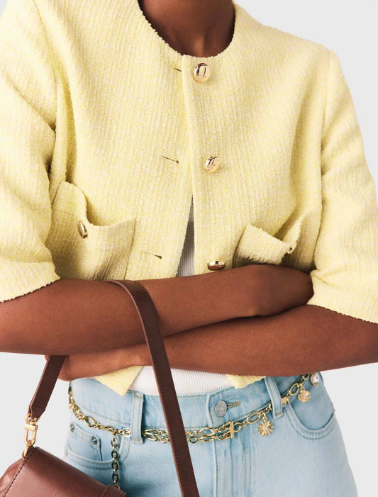 Chaqueta de tweed manga corta