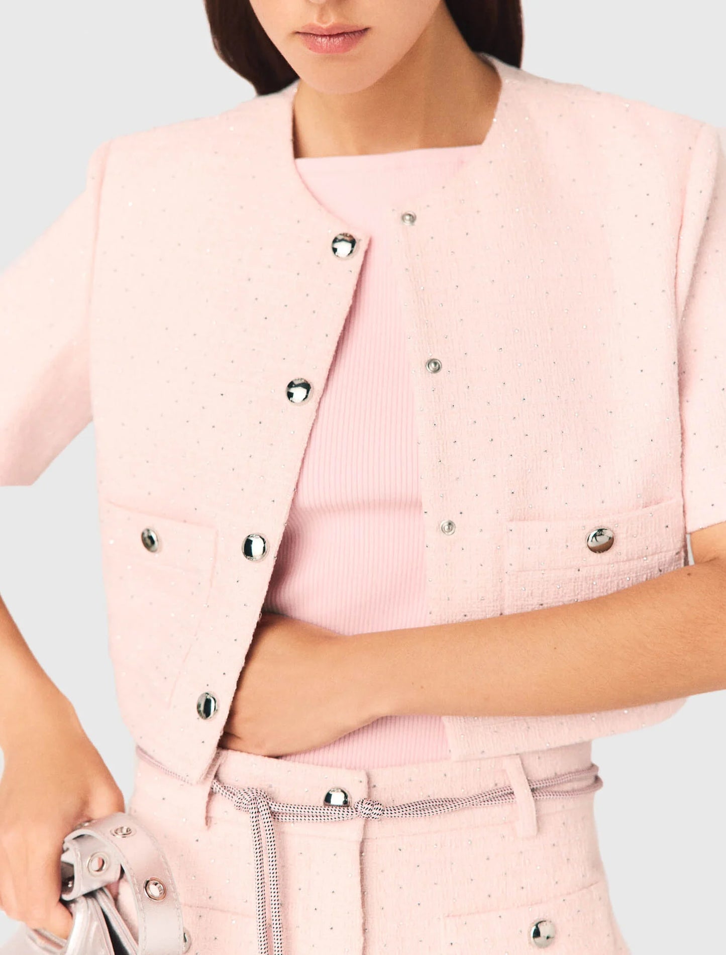 Chaqueta de tweed de manga corta