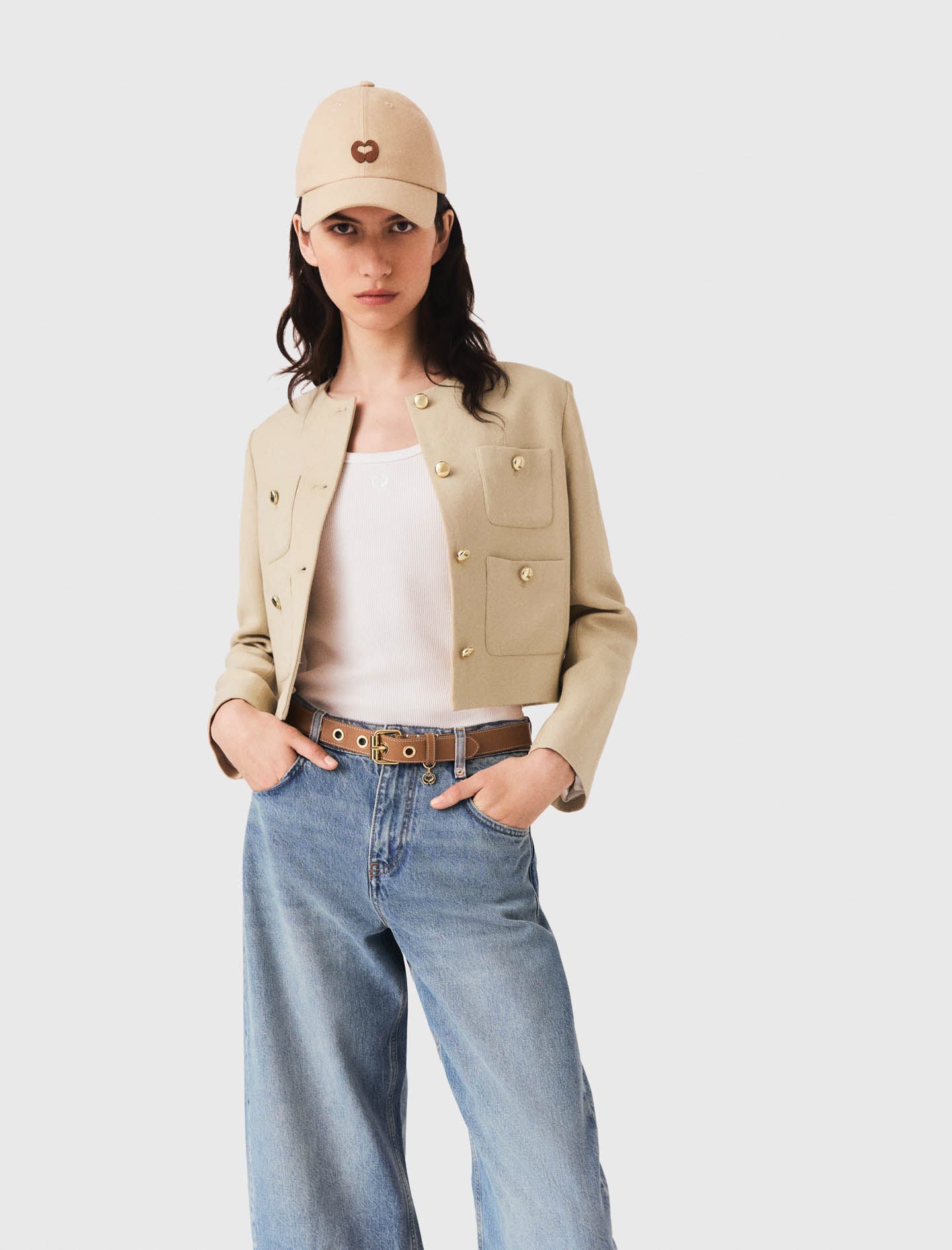 Chaqueta corta de mezcla de lino