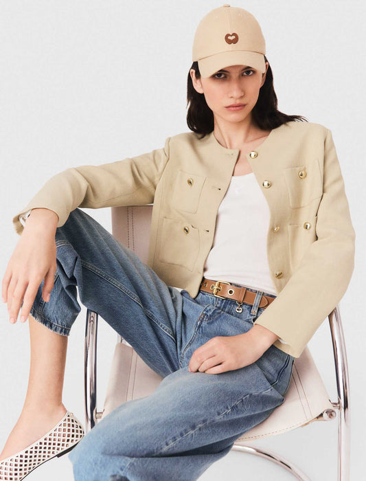 Chaqueta corta de mezcla de lino