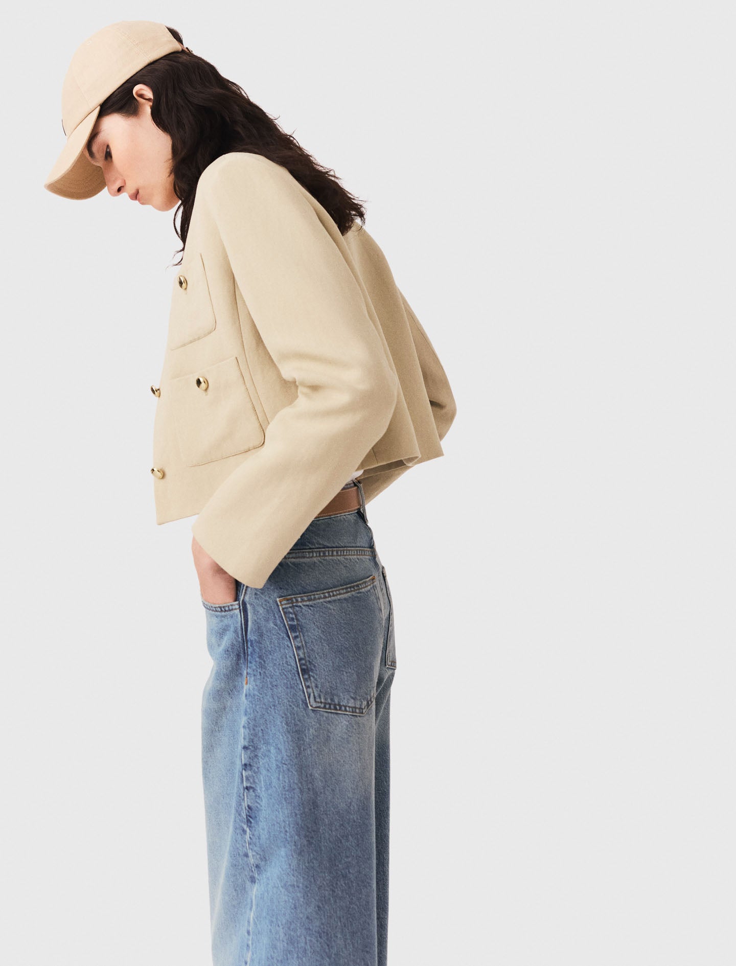 Chaqueta corta de mezcla de lino
