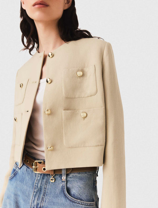 Chaqueta corta de mezcla de lino