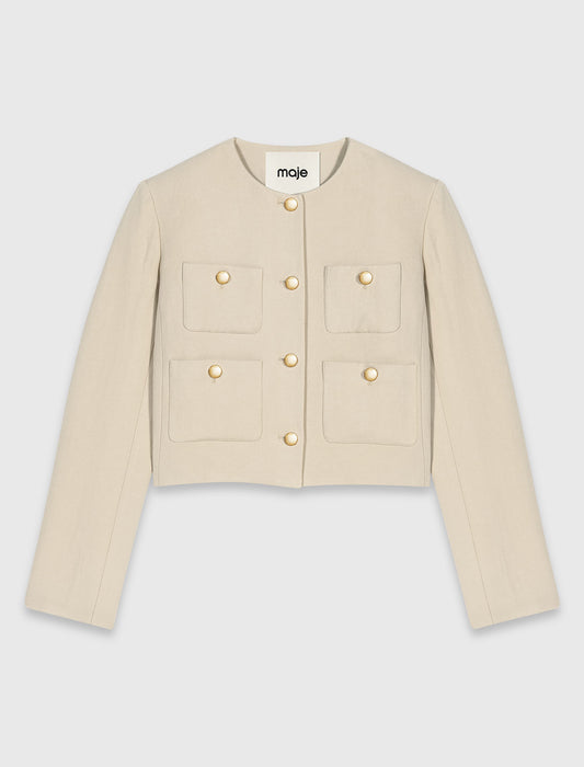 Chaqueta corta de mezcla de lino
