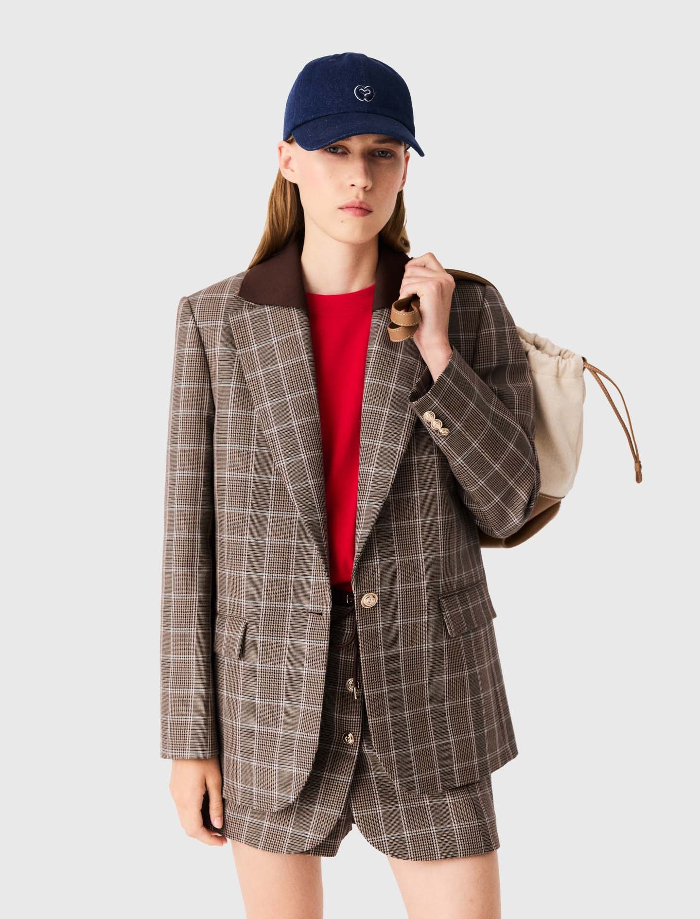 Chaqueta a cuadros cuello extraíble