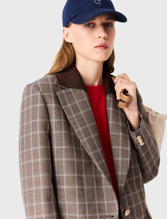 Chaqueta a cuadros cuello extraíble