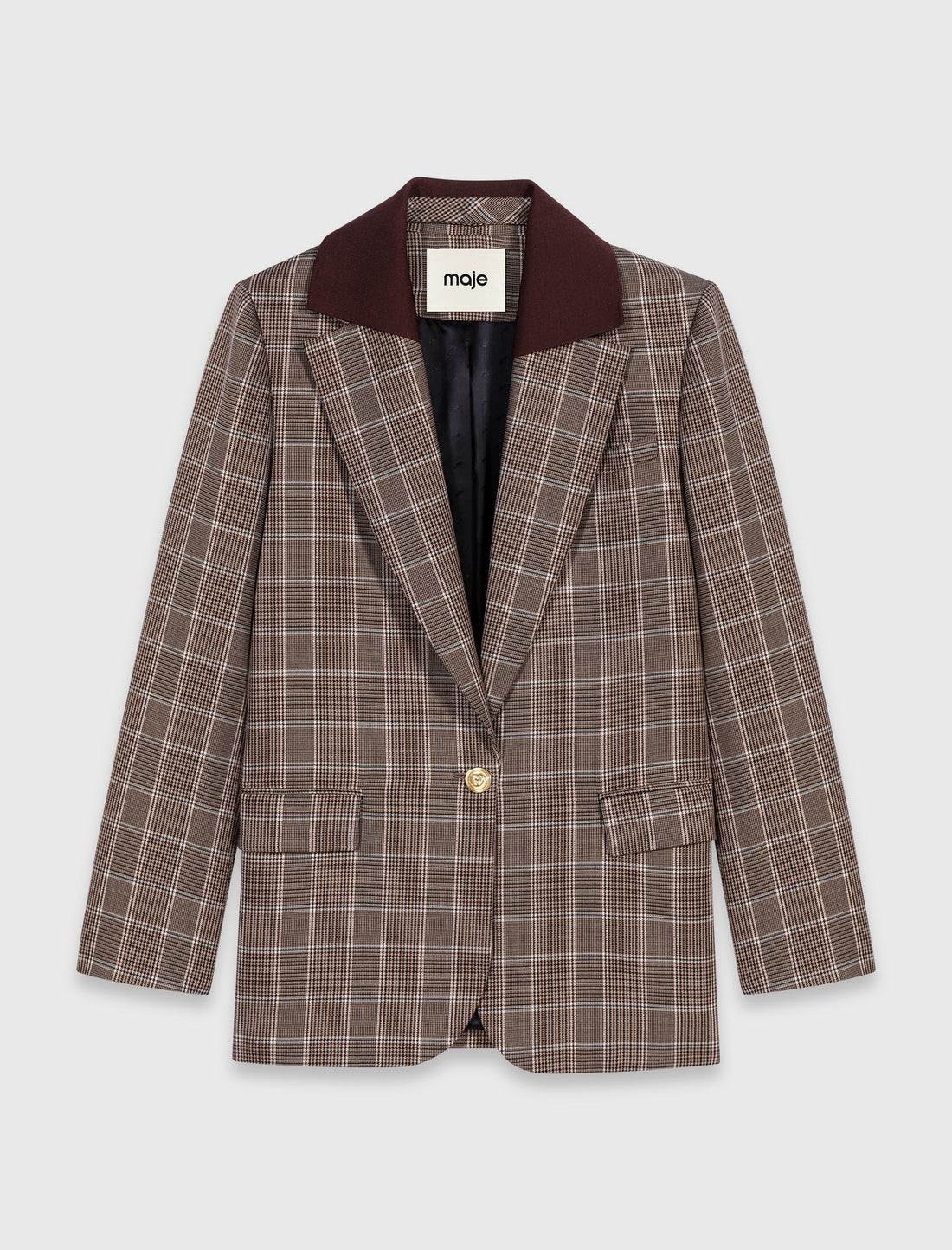 Chaqueta a cuadros cuello extraíble