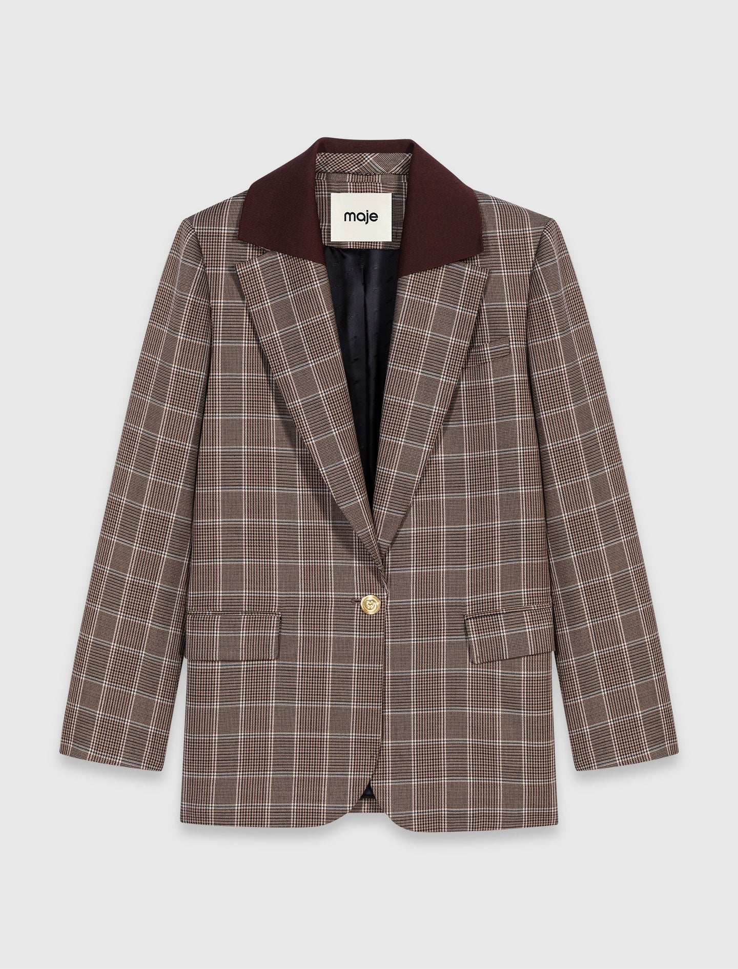Chaqueta a cuadros cuello extraíble