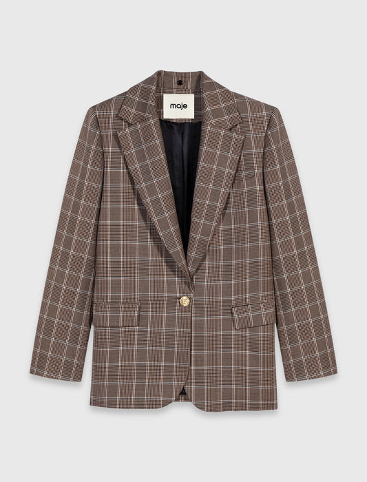 Chaqueta a cuadros cuello extraíble