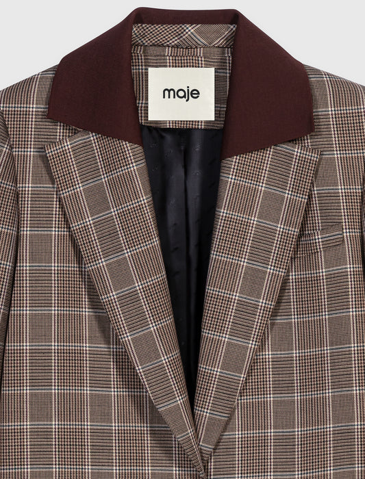 Chaqueta a cuadros cuello extraíble