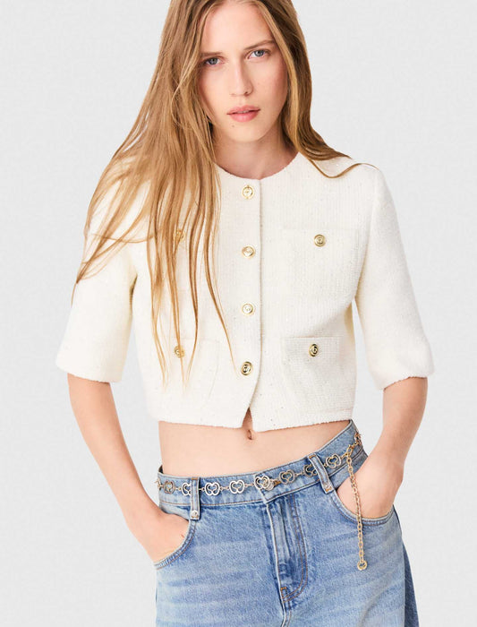 Chaqueta de tweed manga corta