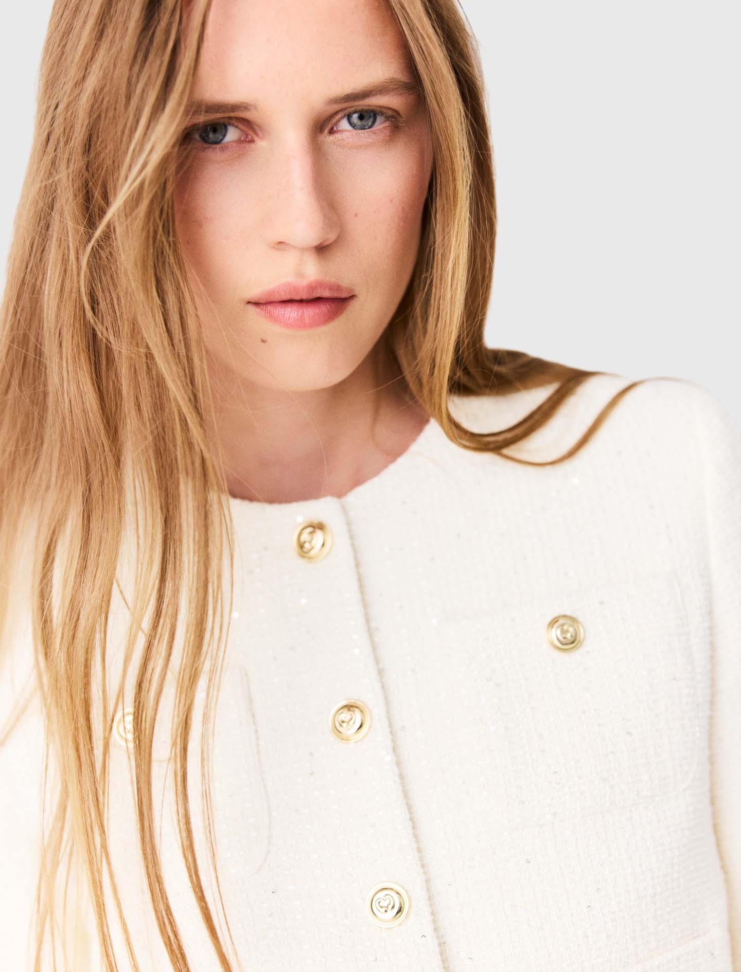 Chaqueta de tweed manga corta