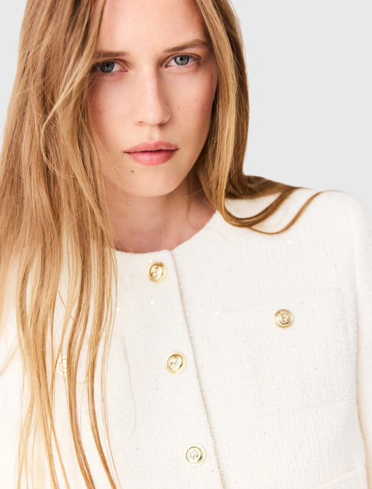 Chaqueta de tweed manga corta