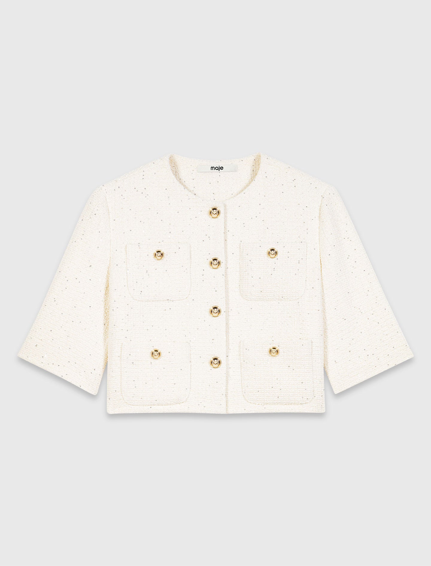 Chaqueta de tweed manga corta